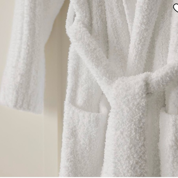 NIP ~ Pottery Barn Cozy Ribbed  Soft White Bathrobe Size Large - Picture 2 of 5